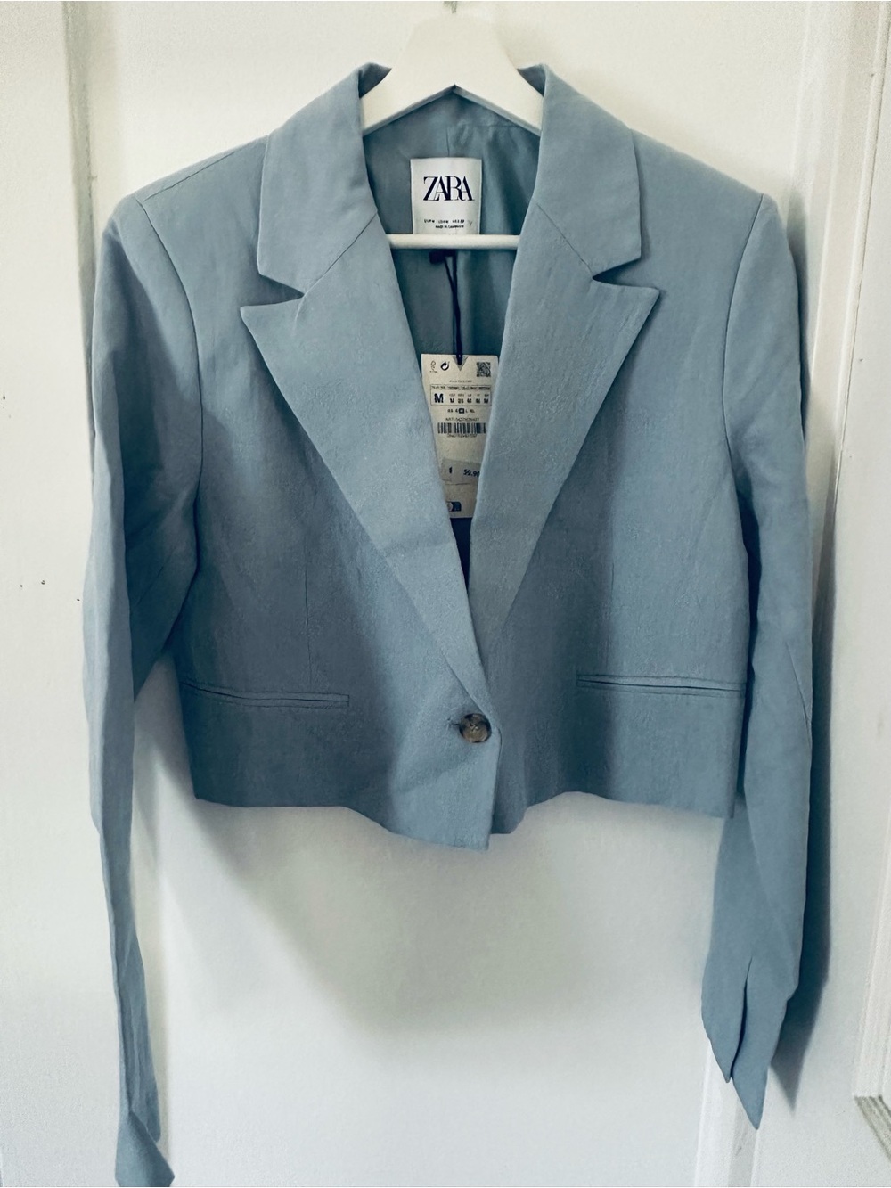 Zara Linen Blend Crop Blazer - Picture 2 of 3